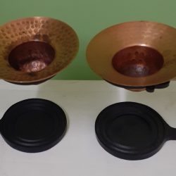 Pair Of Cast Iron/Copper Oil Diffuser/Candle Holders