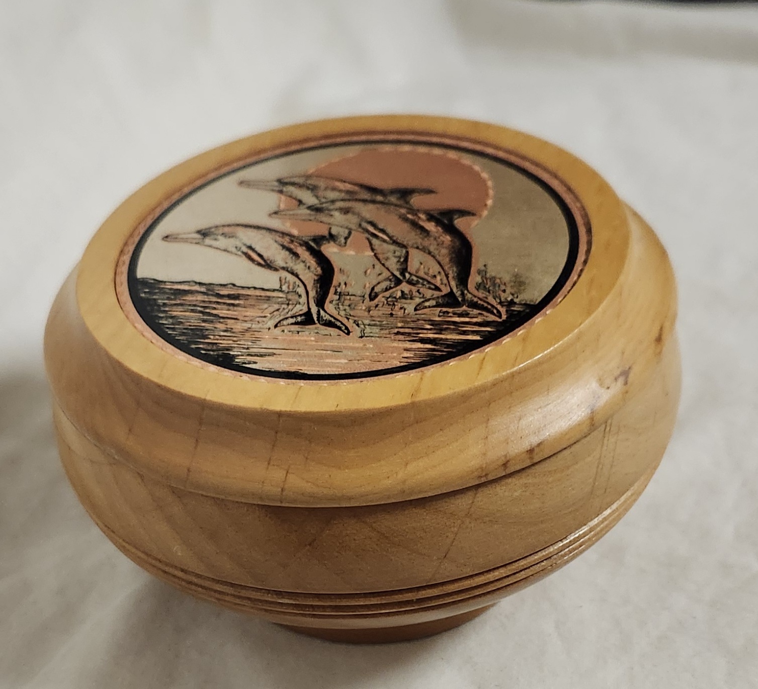 Dolphin Wooden Pill/Trinket Box With Lid